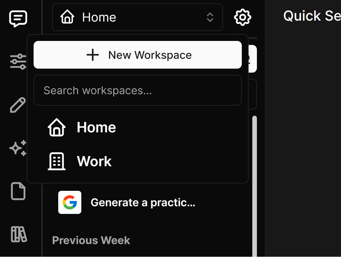 Folders and workspaces